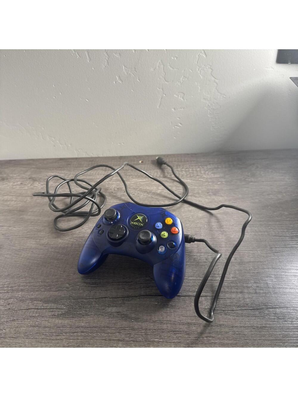 Original Xbox Controller S Blue Translucent Wired Gamepad NO DONGLE